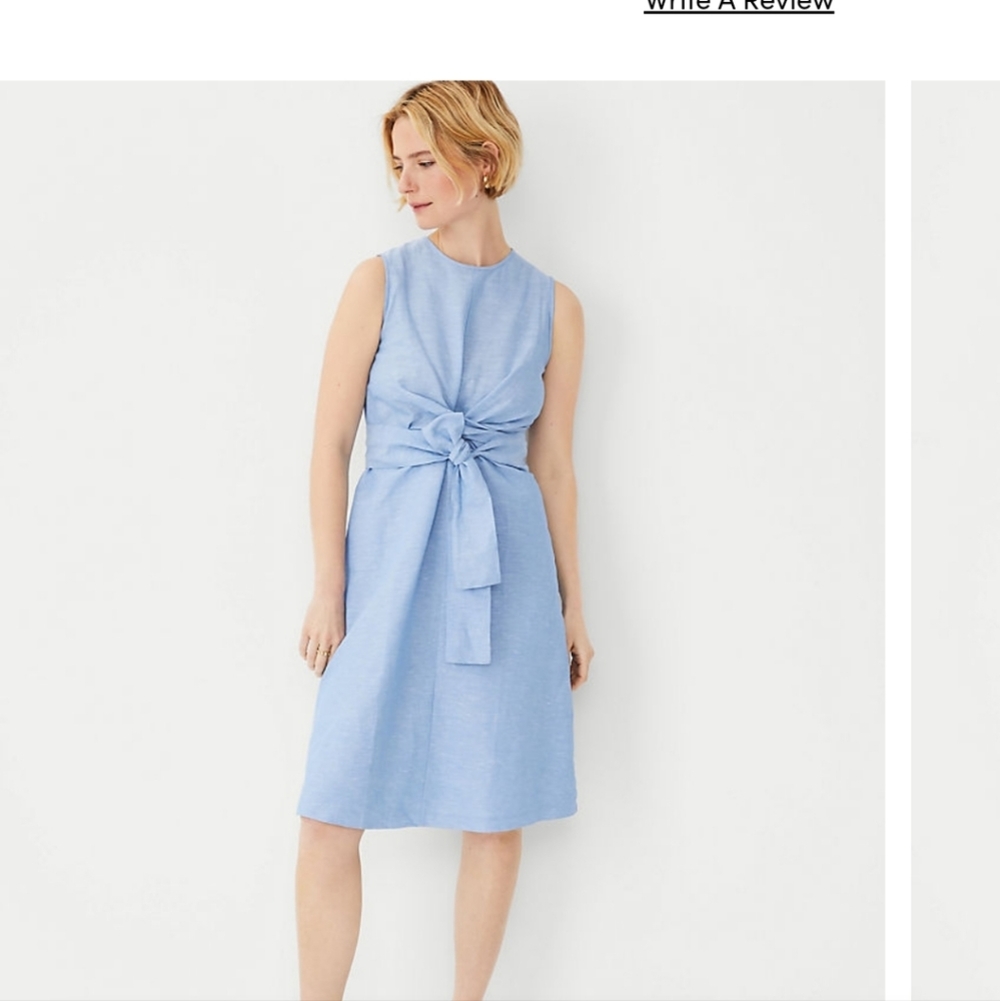 Ann Taylor Linen Cotton Chambray Flare Dress